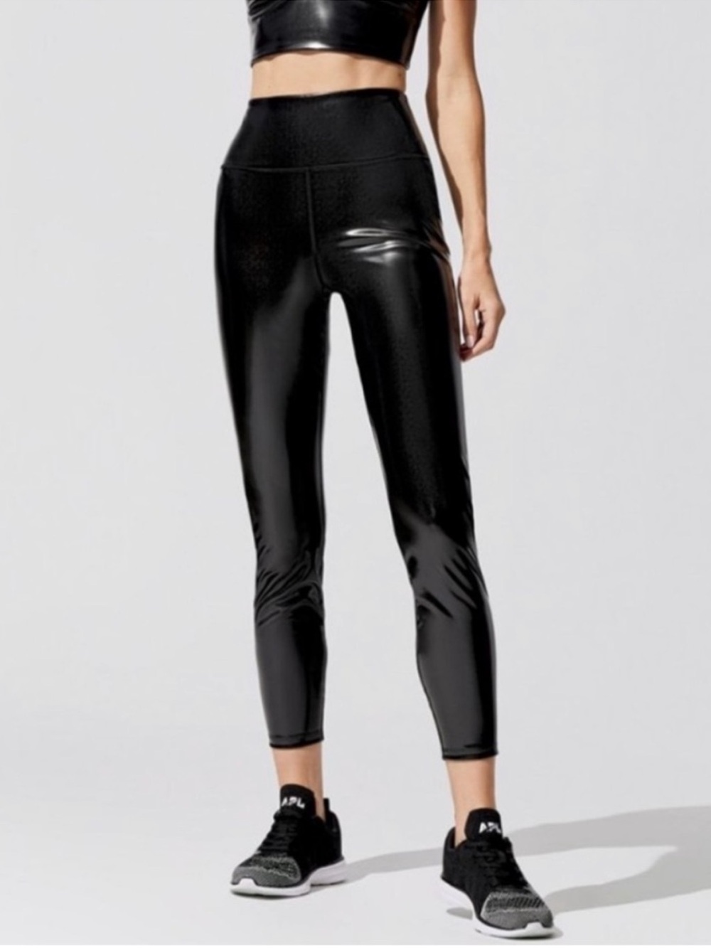 CARBON38 Faux Patent Leather Latex High Rise 7/8 Length Legging Women’s Small